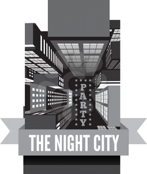 Night in the city. Top view vector illustration