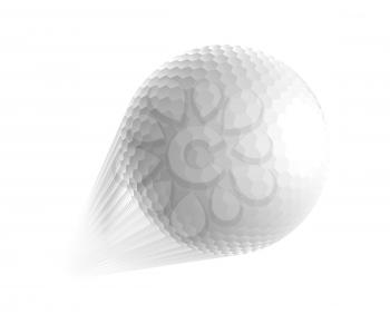 Golf ball is flying in the air. Vector illustration
