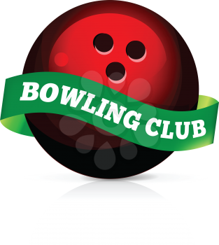 Bowling ball with ribbon vector illlustration on white