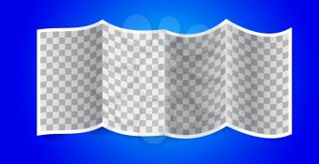 Folded transparency paper on blue background. Vector illustration