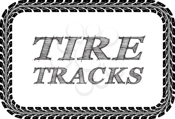 Tire tracks frame in the form of a rectangle. Vector illustration on white background