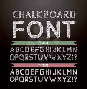 Vector chalk font in two variations on chalkboard 