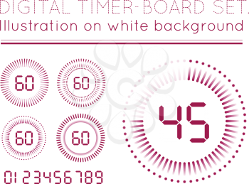 Vector Digital Countdown Timer set isolated on white background