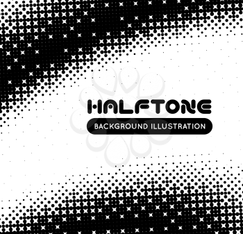 Black and white halftone vector background illustration