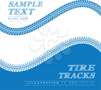 Tire tracks.  Vector illustration on blue and white background