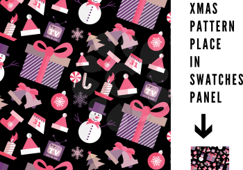 Seamless pattern with Christmas elements. Vector illustration