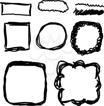Vector hand drawn frames, lines, circle and bubble collection
