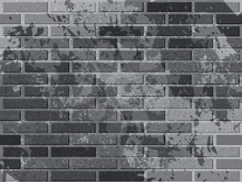 Grey brick wall. Vector illustration with noise textures