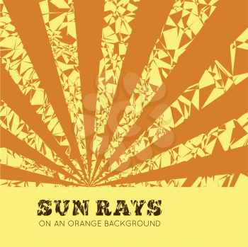 Sun rays. Vector grunge background on orange