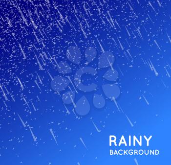 Rainy sky vector illustration on a blue background
