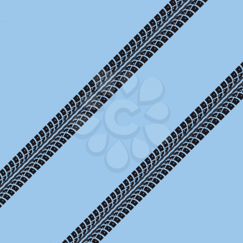 Tire tracks. Vector illustration on blue background