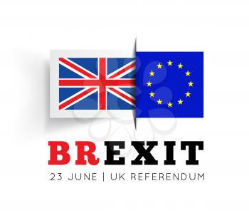 Brexit vector illustration with flags UK and EU on white background