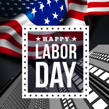 Happy labor day. Vector illustration with USA flag