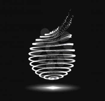Abstract 3D sphere spiral shape in the form of luminous balls. Vector illustration