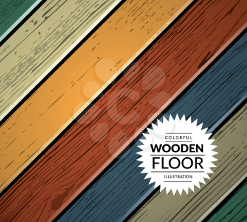 Colorful vintage wooden floor. Vector background illustration