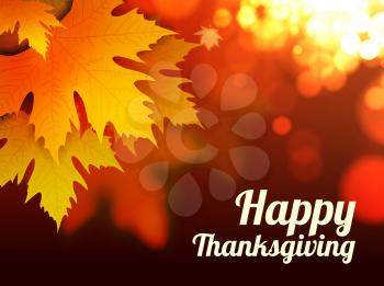 Happy thanksgiving vector background with autumn leaves