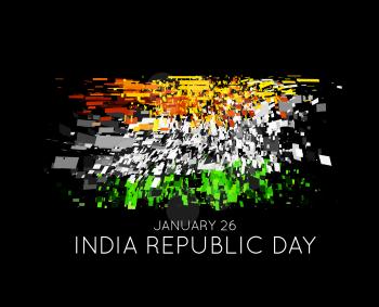 Indian Republic Day vector background with flag on black