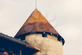 Bled Castle, the tip of the tower closeup