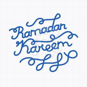 Handwritten congratulation on Ramadan Kareem. Vector illustration