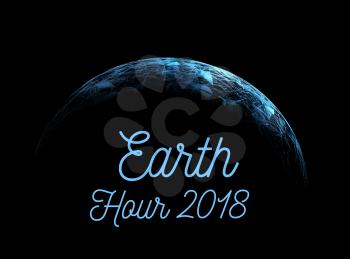 The Earth Hour is an international action calling for the switching off of light for one hour for environmental assistance to planet Earth. Vector illustration on black