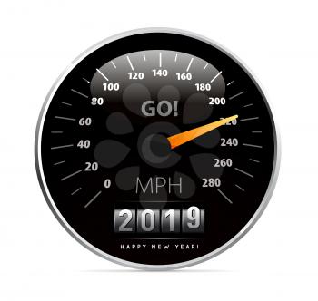 2019 year Calendar speedometer car. Vector illustration