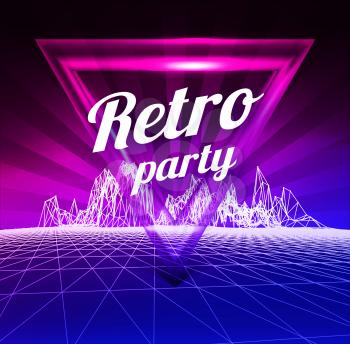 Retro party poster. 1980 style. Vector illustration on gradient backgound