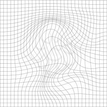 Geometric background with a waving grid and a distortion in the form of blowing