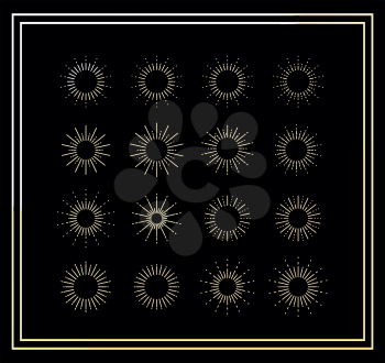Golden star burst with ray vector on black star burst with ray. Vector illustration on black background