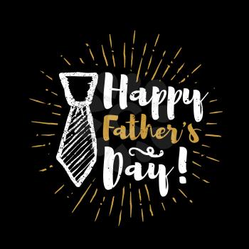 Happy father's day lettering with sunbursts background. Vector