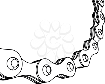 Bicycle chain close-up vector illustration. 3D design. Vector illustration on white backgound