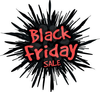 Black Friday in the form of a star drawn in the explosion in the background. Vector illustration