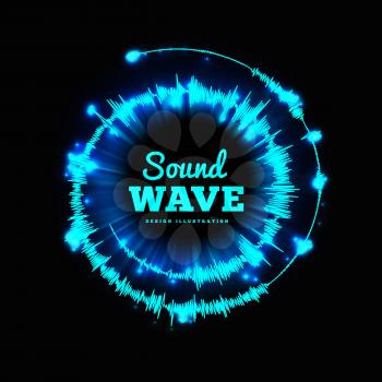 Sound wave spiral form. Vector illustration isolated on black background