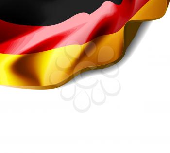 Waving flag of Germany close-up with shadow on white background. Vector illustration with copy space for your design