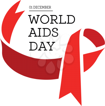 World Aids Day. Vector illustration with red ribbons on white background