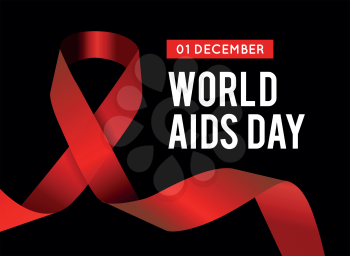 World Aids Day. Vector illustration with red ribbons on black background