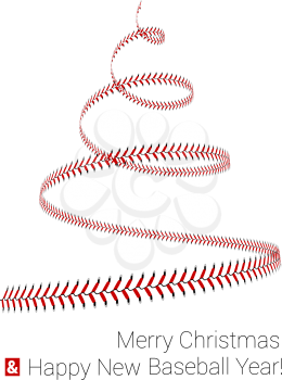 Christmas tree twisted in the form of lacing from a baseball. Vector 3d illustration on a white background.