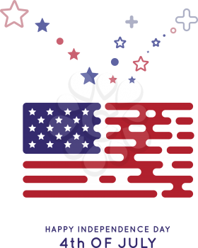 The US flag in the style of rounded lines. Hipster design. Vector illustration