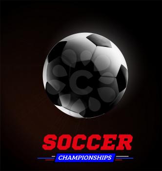 Soccer or football ball ball in the backlight on black background. Vector illustration
