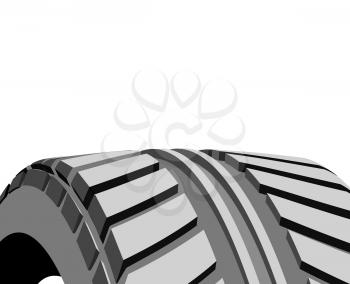Car tire with tire marks on a white background. Vector close-upillustration