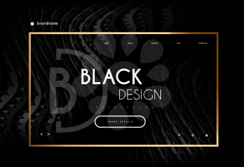 Web page design, landing page in black and gold minimalistic style. Vector illustration