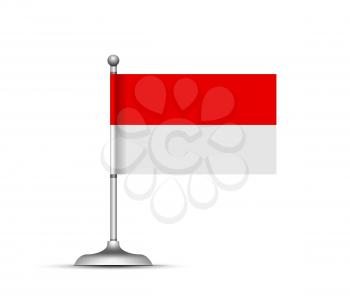 Indonesian flag on white background. Vector illustration with shadow