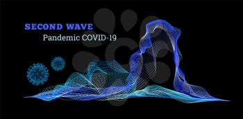 Second wave covid-19. Vector illustration on black background