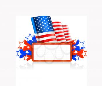 Marquee board announcement in the colors of the national US flag. Vector illustration