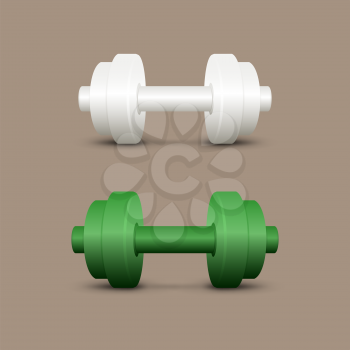 White and green dumbbells