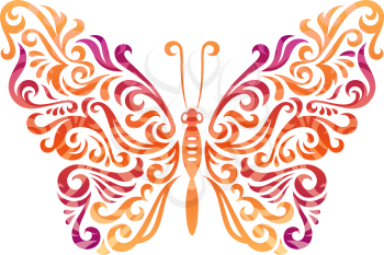 Vector illustration of abstract colorful butterfly isolated on white