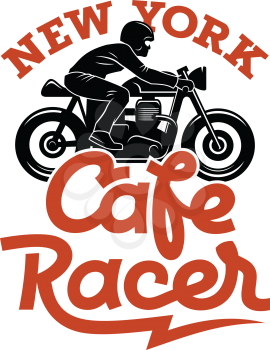 Cafe Racer silhouette and handwritten calligraphic lettering / Vintage t-shirt graphic design / Tee graphics