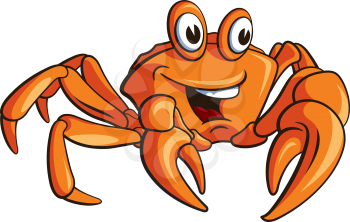Funny crab isolated on white. This vector illustration can be used as a print on kid's T-shirt or other uses