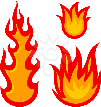 Vector illustration of fire flames isolated on white