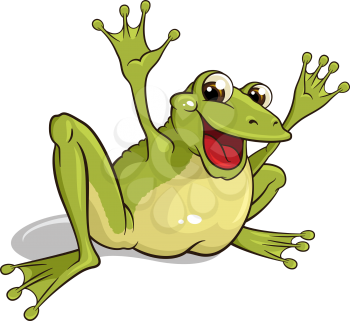Funny frog isolated on white. This vector illustration can be used as a print on kid's T-shirt or other uses