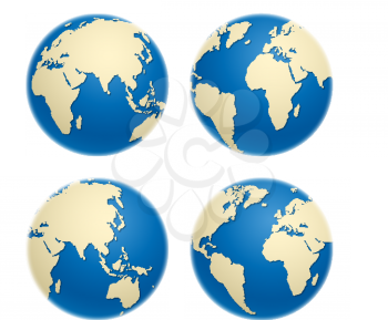 Vector illustration of globe icons isolated on white